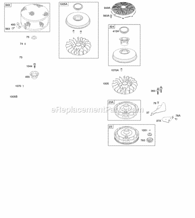 Flywheel Diagram and Parts List for 21B906-0020-E9  Briggs and Stratton Engine
